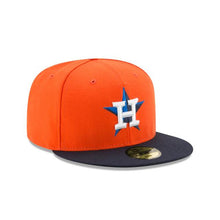Load image into Gallery viewer, Houston Astros New Era MLB 59FIFTY 5950 Fitted Cap Hat Orange Crown Navy Visor Blue/White Logo My 1st First