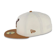 Load image into Gallery viewer, San Diego Padres New Era MLB 59FIFTY 5950 Fitted Cap Hat Chrome White Crown Light Bronze Visor Light Bronze/Pink Friar Logo