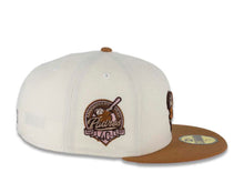 Load image into Gallery viewer, San Diego Padres New Era MLB 59FIFTY 5950 Fitted Cap Hat Chrome White Crown Light Bronze Visor Light Bronze/Pink Friar Logo