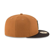 Load image into Gallery viewer, (Youth) Pittsburgh Pirates New Era MLB 59FIFTY 5950 Fitted Cap Hat Toasted Peanut Crown Black Visor Black/Yellow Logo
