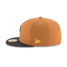 Load image into Gallery viewer, (Youth) Pittsburgh Pirates New Era MLB 59FIFTY 5950 Fitted Cap Hat Toasted Peanut Crown Black Visor Black/Yellow Logo