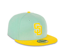 Load image into Gallery viewer, San Diego Padres New Era MLB 59FIFTY 5950 Fitted Cap Hat Blue Tint Crown Yellow Visor White/Yellow Logo Two-Tone (Color Pack)