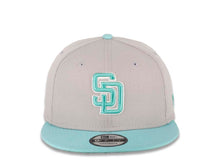 Load image into Gallery viewer, San Diego Padres New Era MLB 9FIFTY 950 Color Pack Snapback Cap Hat Medium Silver Light Gray Crown Blue Tint Visor Blue Tint/White Logo