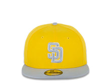 Load image into Gallery viewer, San Diego Padres New Era MLB 9FIFTY 950 Color Pack Snapback Cap Hat Yellow Crown Medium Silver Light Gray Visor Medium Silver Light Gray/White Logo