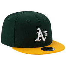 Load image into Gallery viewer, (Infant) Oakland Athletics New Era MLB 9FIFTY 950 Snapback Cap Hat Dark Green Crown Yellow Visor White Logo Two Tone (My 1st First)