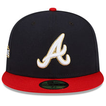 Load image into Gallery viewer, Atlanta Braves New Era MLB 59FIFTY 5950 Fitted Cap Hat Navy Crown Red Visor White/Gold Logo 2021 World Series Champions Side Patch