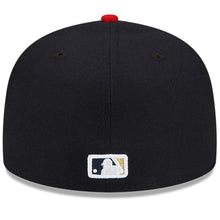 Load image into Gallery viewer, Atlanta Braves New Era MLB 59FIFTY 5950 Fitted Cap Hat Navy Crown Red Visor White/Gold Logo 2021 World Series Champions Side Patch