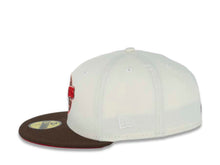 Load image into Gallery viewer, San Diego Padres New Era MLB 59FIFTY 5950 Fitted Cap Hat Chrome White Crown Brown Visor Red/Brown Logo 25th Anniversary Side Patch Red UV