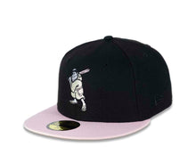 Load image into Gallery viewer, San Diego Padres New Era MLB 59FIFTY 5950 Fitted Cap Hat Black Crown Pink Visor Soft Yellow/Pink “Friar” Logo 1992 All-Star Game Side Patch Soft Yellow UV