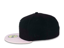 Load image into Gallery viewer, San Diego Padres New Era MLB 59FIFTY 5950 Fitted Cap Hat Black Crown Pink Visor Soft Yellow/Pink “Friar” Logo 1992 All-Star Game Side Patch Soft Yellow UV