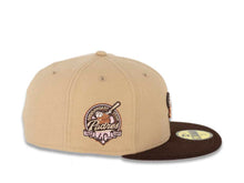 Load image into Gallery viewer, San Diego Padres New Era MLB 59FIFTY 5950 Fitted Cap Hat Light Tan Crown Dark Brown Visor Light Brown/Pink Swinging Friar Logo Pink UV