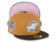 Load image into Gallery viewer, San Diego Padres New Era MLB 59FIFTY 5950 Fitted Cap Hat Panama Tan Crown Brown Visor Pink/Brown/White San Diego Baseball Club Logo All-Star Game 1992 Side Patch Pink UV