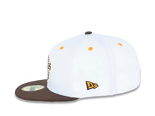 Load image into Gallery viewer, San Diego Padres New Era MLB 59FIFTY 5950 Fitted Cap Hat White Crown Brown Visor Brown/White/Yellow "Baseball Club" Logo 1992 All-Star Game Side Patch Yellow UV