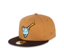 Load image into Gallery viewer, San Diego Padres New Era MLB 59FIFTY 5950 Fitted Cap Hat Light Bronze Crown Dark Brown Visor Sea Glass Blue/Temple Gold "Friar" Logo 40th Anniversary Sea Glass Blue UV