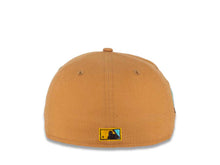 Load image into Gallery viewer, San Diego Padres New Era MLB 59FIFTY 5950 Fitted Cap Hat Light Bronze Crown Dark Brown Visor Sea Glass Blue/Temple Gold "Friar" Logo 40th Anniversary Sea Glass Blue UV