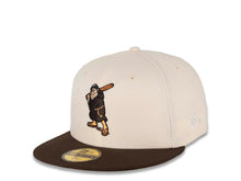 Load image into Gallery viewer, San Diego Padres New Era MLB 59FIFTY 5950 Fitted Cap Hat Chrome White Crown Brown Visor Irish Coffee Brown "Friar" Cooperstown Retro Logo 1992 All-Star Game Side Patch Yellow UV