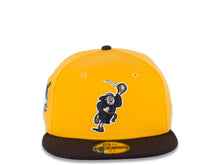 Load image into Gallery viewer, San Diego Padres New Era MLB 59FIFTY 5950 Fitted Cap Hat Yellow Crown Dark Brown Visor Dark Brown Catching Friar Logo Gray UV