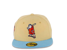 Load image into Gallery viewer, San Diego Padres New Era MLB 59FIFTY 5950 Fitted Cap Hat Vegas Gold Crown Doscientos Blue Visor Orange/Metallic Gold “"Friar"” Cooperstown Retro Logo Orange UV