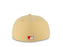 Load image into Gallery viewer, San Diego Padres New Era MLB 59FIFTY 5950 Fitted Cap Hat Vegas Gold Crown Doscientos Blue Visor Orange/Metallic Gold “"Friar"” Cooperstown Retro Logo Orange UV