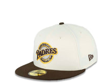 Load image into Gallery viewer, San Diego Padres New Era MLB 59FIFTY 5950 Fitted Cap Hat Chrome White Crown Brown Visor Brown/Yellow/Gray/White Baseball Club Cooperstown Retro Logo Gray UV