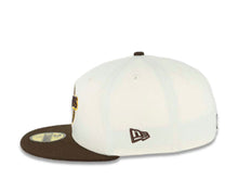 Load image into Gallery viewer, San Diego Padres New Era MLB 59FIFTY 5950 Fitted Cap Hat Chrome White Crown Brown Visor Brown/Yellow/Gray/White Baseball Club Cooperstown Retro Logo Gray UV