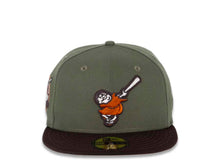 Load image into Gallery viewer, San Diego Padres New Era MLB 59FIFTY 5950 Fitted Cap Hat Olive Crown Dark Brown Visor Orange/Dark Brown Swinging Friar Logo Orange UV