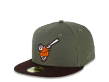 Load image into Gallery viewer, San Diego Padres New Era MLB 59FIFTY 5950 Fitted Cap Hat Olive Crown Dark Brown Visor Orange/Dark Brown Swinging Friar Logo Orange UV