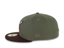 Load image into Gallery viewer, San Diego Padres New Era MLB 59FIFTY 5950 Fitted Cap Hat Olive Crown Dark Brown Visor Orange/Dark Brown Swinging Friar Logo Orange UV