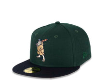 Load image into Gallery viewer, San Diego Padres New Era MLB 59FIFTY 5950 Fitted Cap Hat Dark Green Crown Dark Navy Visor Metallic Copper/Tawny "Friar" Cooperstown Retro Logo 1992 All-Star Game Side Patch Tawny UV
