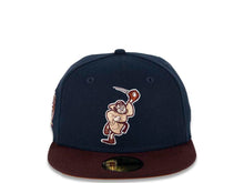 Load image into Gallery viewer, San Diego Padres New Era MLB 59FIFTY 5950 Fitted Cap Hat Ocean Blue Crown Maroon Visor Peach/Fall Orange “Catching Friar” Cooperstown Retro Logo 25th Anniversary Side Patch Fall Orange UV