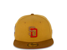 Load image into Gallery viewer, San Diego Padres New Era MLB 59FIFTY 5950 Fitted Cap Hat Panama Tan Crown Toasted Peanut Visor Red/Irish Coffee Logo 40th Anniversary Side Patch Red UV