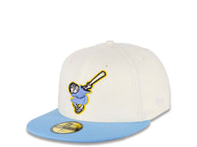 Load image into Gallery viewer, San Diego Padres New Era MLB 59FIFTY 5950 Fitted Cap Hat Chrome White Crown Dolphin Blue Visor Sky Blue/Soft Yellow "Friar” Logo 40th Anniversary Side Patch Sky Blue UV