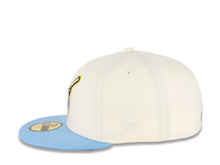 Load image into Gallery viewer, San Diego Padres New Era MLB 59FIFTY 5950 Fitted Cap Hat Chrome White Crown Dolphin Blue Visor Sky Blue/Soft Yellow "Friar” Logo 40th Anniversary Side Patch Sky Blue UV