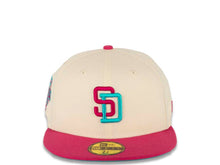 Load image into Gallery viewer, San Diego Padres New Era MLB 59FIFTY 5950 Fitted Cap Hat Chrome White Crown Beet Root Purple Visor Beet Root Purple/Vice Blue Logo 1992 All-Star Game Side Patch Vice Blue UV