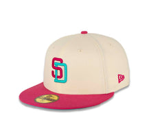 Load image into Gallery viewer, San Diego Padres New Era MLB 59FIFTY 5950 Fitted Cap Hat Chrome White Crown Beet Root Purple Visor Beet Root Purple/Vice Blue Logo 1992 All-Star Game Side Patch Vice Blue UV
