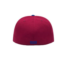 Load image into Gallery viewer, FC Football Club Barcelona (FCB) Fitted Soccer Cap Hat Burgundy Crown Royal Blue Visor Team Color Logo