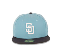 Load image into Gallery viewer, San Diego Padres New Era MLB 59FIFTY 5950 Fitted Cap Hat Light Blue Crown Dark Gray Visor White Logo (Color Pack)