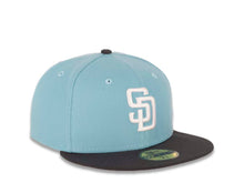 Load image into Gallery viewer, San Diego Padres New Era MLB 59FIFTY 5950 Fitted Cap Hat Light Blue Crown Dark Gray Visor White Logo (Color Pack)