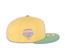 Load image into Gallery viewer, San Diego Padres New Era MLB 59FIFTY 5950 Fitted Cap Hat Light Yellow Crown Light Teal Visor Pink/Sky Batting Friar Logo 1992 All-Star Game Side Patch