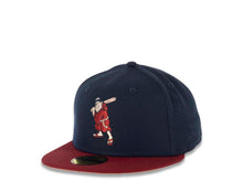 Load image into Gallery viewer, San Diego Padres New Era MLB 59FIFTY 5950 Fitted Cap Hat Navy Crown Cardinal Visor Cardinal/Peach Batting Friar Logo 40th Anniversary Side Patch Peach UV