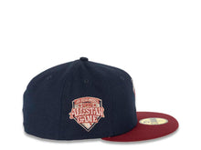 Load image into Gallery viewer, San Diego Padres New Era MLB 59FIFTY 5950 Fitted Cap Hat Navy Crown Cardinal Visor Cardinal/Peach Batting Friar Logo 40th Anniversary Side Patch Peach UV