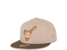 Load image into Gallery viewer, San Diego Padres New Era MLB 59FIFTY 5950 Fitted Cap Hat Stone Crown Olive Visor Peach/Metallic Copper Swinging Friar Logo 40th Anniversary Side Patch Peach UV