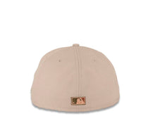 Load image into Gallery viewer, San Diego Padres New Era MLB 59FIFTY 5950 Fitted Cap Hat Stone Crown Olive Visor Peach/Metallic Copper Swinging Friar Logo 40th Anniversary Side Patch Peach UV