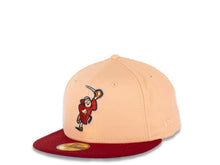 Load image into Gallery viewer, San Diego Padres New Era MLB 59FIFTY 5950 Fitted Cap Hat Peach Crown Carinal Visor Cardinal/Metallic Copper Catching Friar Logo 25th Anniversary Side Patch Sky Blue UV