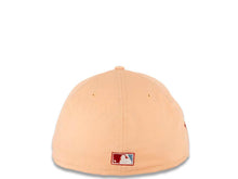 Load image into Gallery viewer, San Diego Padres New Era MLB 59FIFTY 5950 Fitted Cap Hat Peach Crown Carinal Visor Cardinal/Metallic Copper Catching Friar Logo 25th Anniversary Side Patch Sky Blue UV