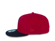 Load image into Gallery viewer, San Diego Padres New Era MLB 59FIFTY 5950 Fitted Cap Hat Red Crown Dark Brown Visor Blue/Brown/Yellow Batting Friar Logo 1992 All-Star Game Side Patch Yellow UV