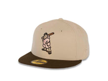 Load image into Gallery viewer, San Diego Padres New Era MLB 59FIFTY 5950 Fitted Cap Hat Stone Crown Brown Visor Pink/Brown Battling Friar Logo 25th Anniversary Side Patch Pink UV