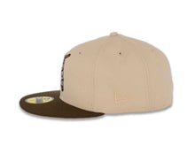 Load image into Gallery viewer, San Diego Padres New Era MLB 59FIFTY 5950 Fitted Cap Hat Stone Crown Brown Visor Pink/Brown Battling Friar Logo 25th Anniversary Side Patch Pink UV