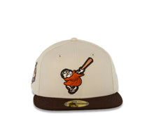 Load image into Gallery viewer, San Diego Padres New Era MLB 59FIFTY 5950 Fitted Cap Hat Stone Crown Dark Brown Visor Orange Swinging Friar Logo 40th Anniversary Side Patch Pink UV