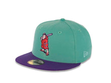 Load image into Gallery viewer, San Diego Padres New Era MLB 59FIFTY 5950 Fitted Cap Hat Clear Mint Green Crown Dark Purple Visor Lava Red/Purple Batting Friar Logo 1992 All-Star Game Side Patch Lava Red UV